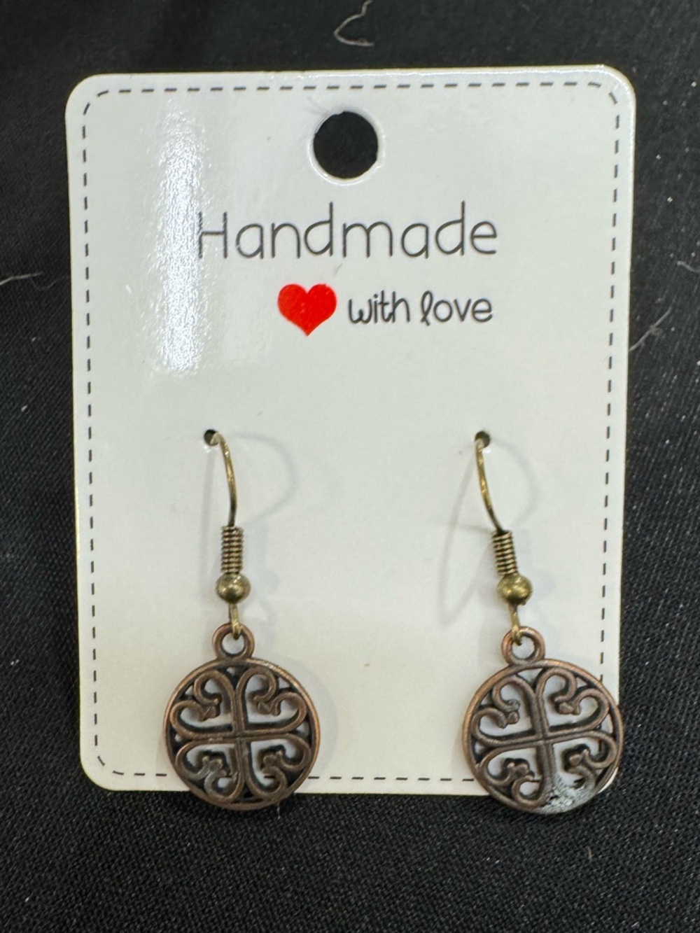 Hand Crafted Bronze-Tone Filigree Round Dangle Earrings